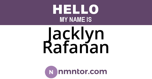 Jacklyn Rafanan