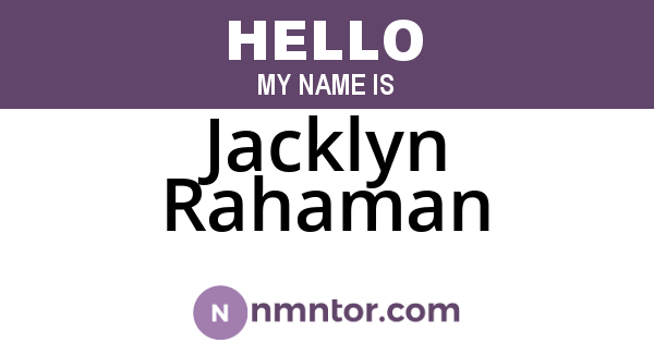 Jacklyn Rahaman