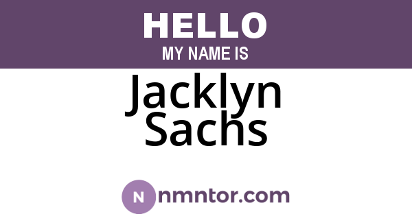 Jacklyn Sachs