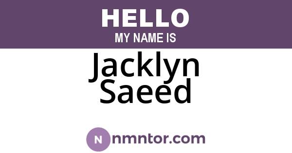 Jacklyn Saeed