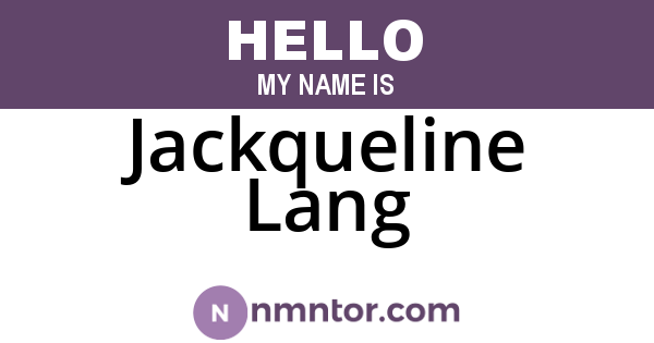 Jackqueline Lang