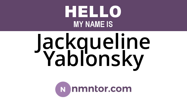 Jackqueline Yablonsky
