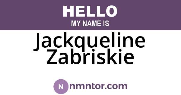 Jackqueline Zabriskie