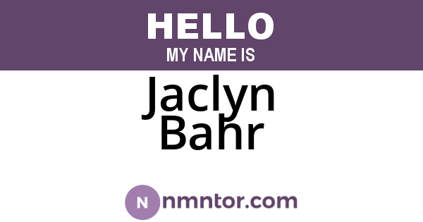 Jaclyn Bahr