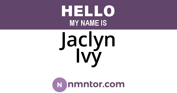 Jaclyn Ivy