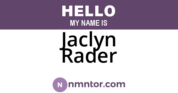 Jaclyn Rader