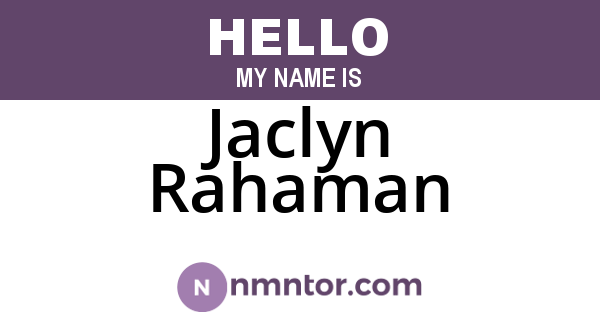 Jaclyn Rahaman