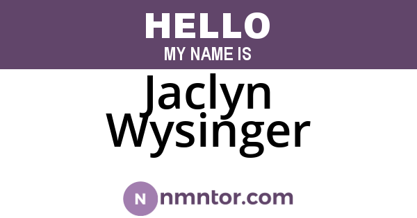 Jaclyn Wysinger