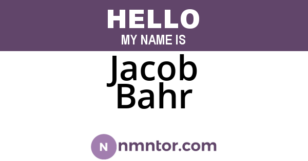 Jacob Bahr