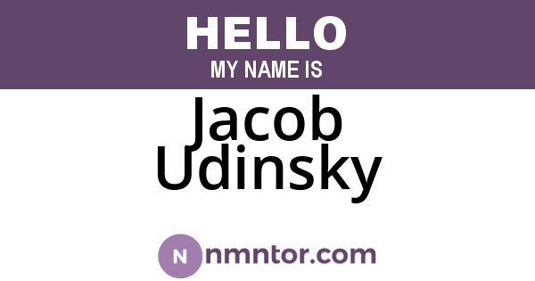 Jacob Udinsky