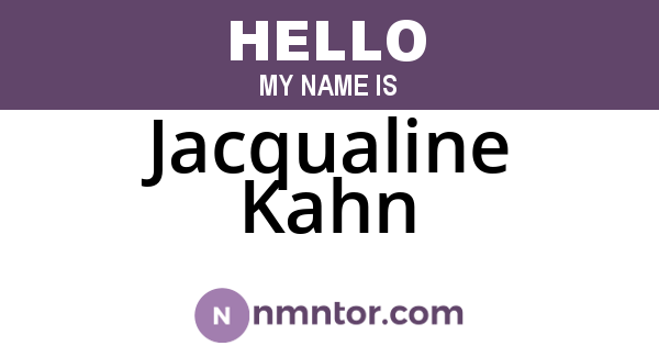 Jacqualine Kahn