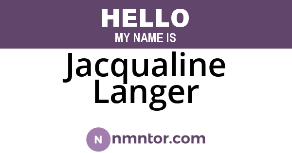 Jacqualine Langer
