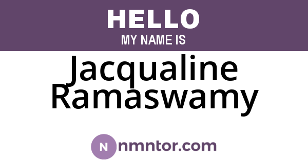 Jacqualine Ramaswamy