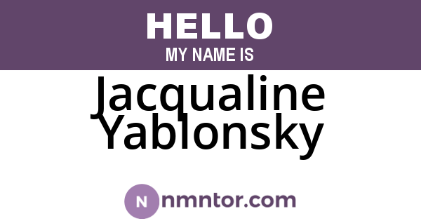 Jacqualine Yablonsky