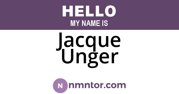 Jacque Unger