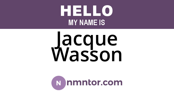 Jacque Wasson