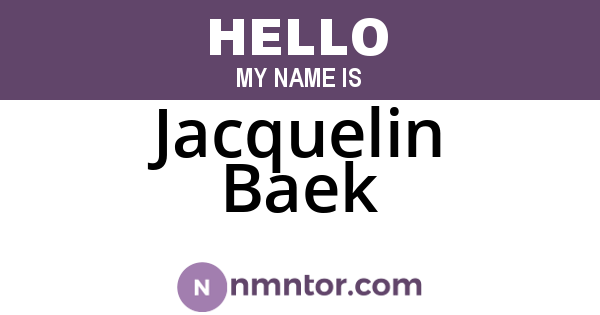 Jacquelin Baek