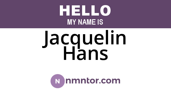 Jacquelin Hans