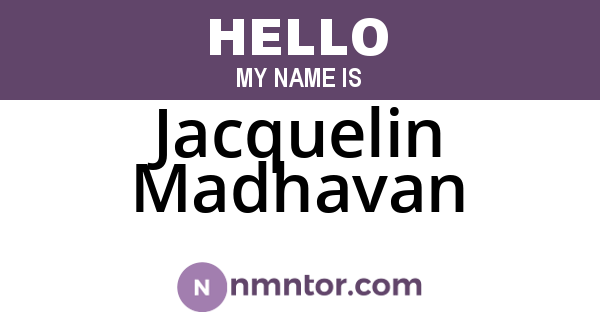 Jacquelin Madhavan