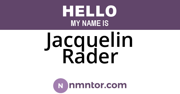 Jacquelin Rader