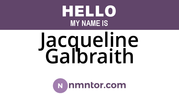 Jacqueline Galbraith