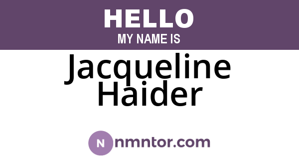 Jacqueline Haider
