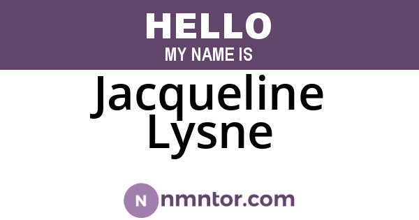 Jacqueline Lysne
