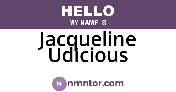 Jacqueline Udicious