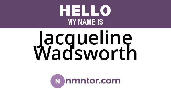 Jacqueline Wadsworth