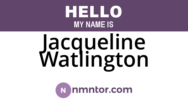 Jacqueline Watlington