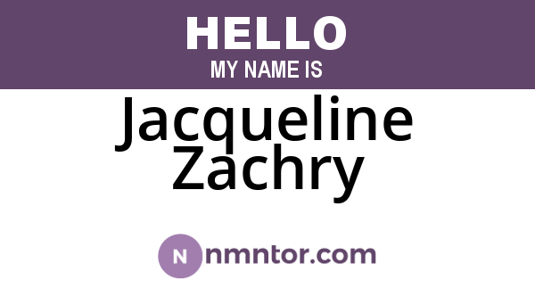 Jacqueline Zachry