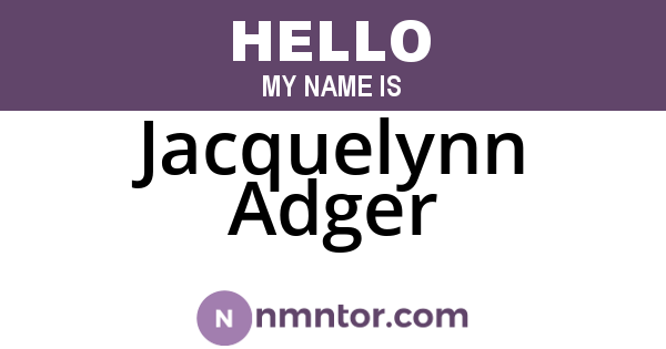 Jacquelynn Adger