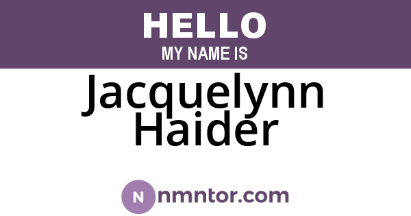 Jacquelynn Haider