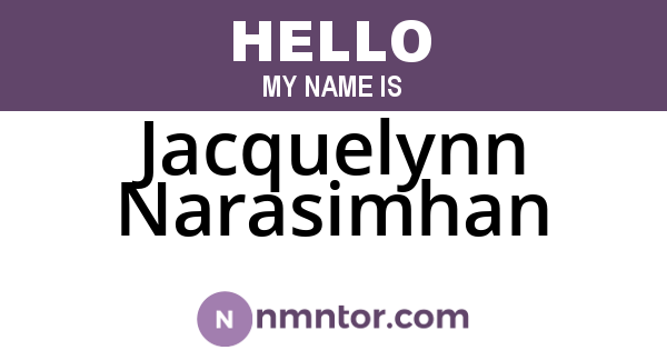 Jacquelynn Narasimhan