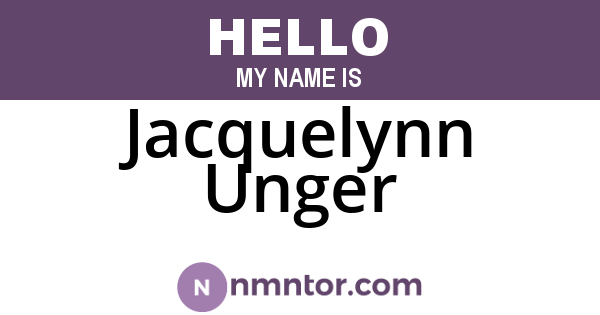Jacquelynn Unger