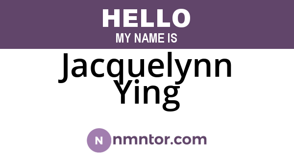Jacquelynn Ying