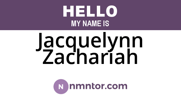 Jacquelynn Zachariah