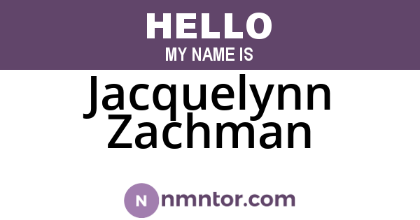 Jacquelynn Zachman