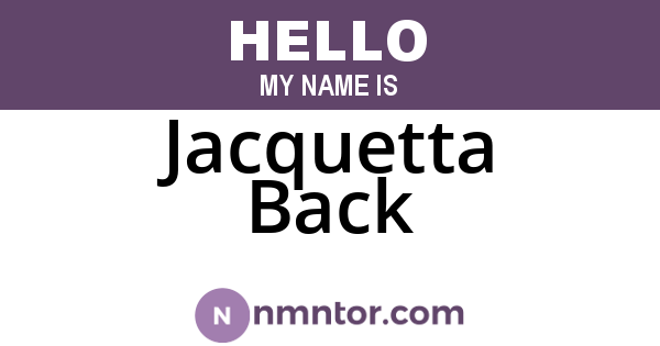 Jacquetta Back