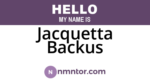 Jacquetta Backus