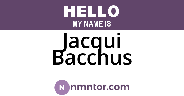 Jacqui Bacchus