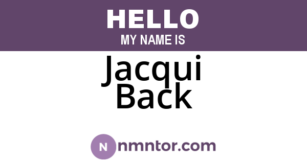 Jacqui Back