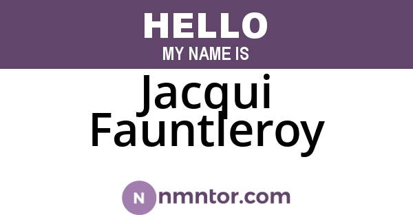 Jacqui Fauntleroy