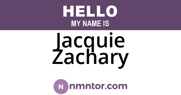 Jacquie Zachary