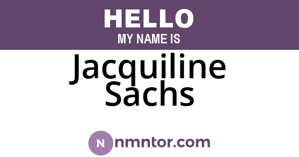 Jacquiline Sachs