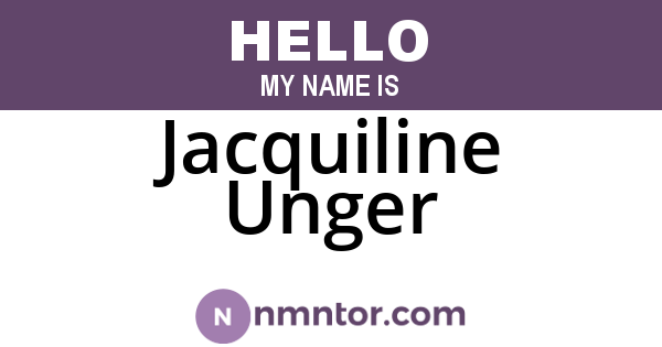 Jacquiline Unger