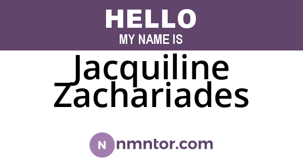 Jacquiline Zachariades