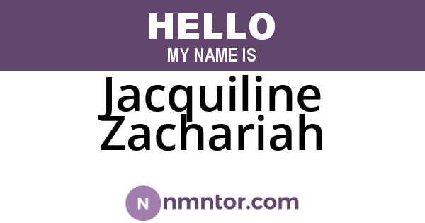 Jacquiline Zachariah