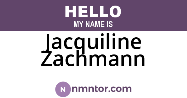 Jacquiline Zachmann