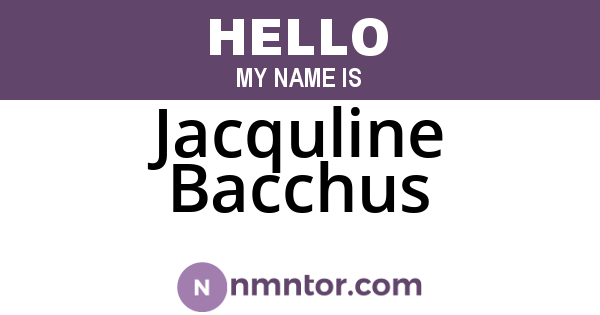 Jacquline Bacchus